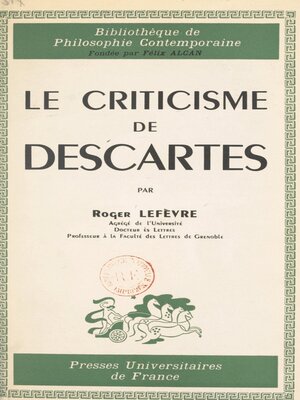 cover image of Le criticisme de Descartes